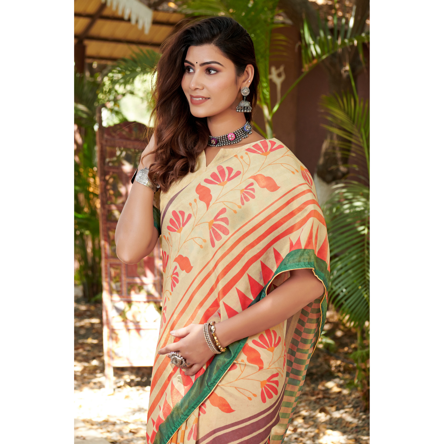 Bright Pattern Printed Saree