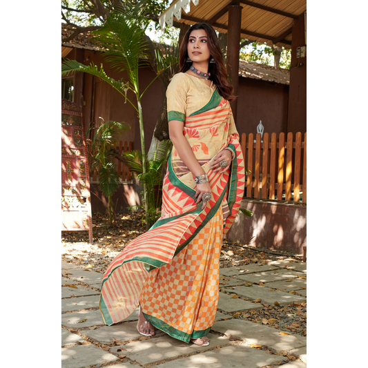 Bright Pattern Printed Saree