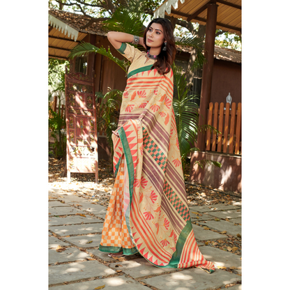 Bright Pattern Printed Saree